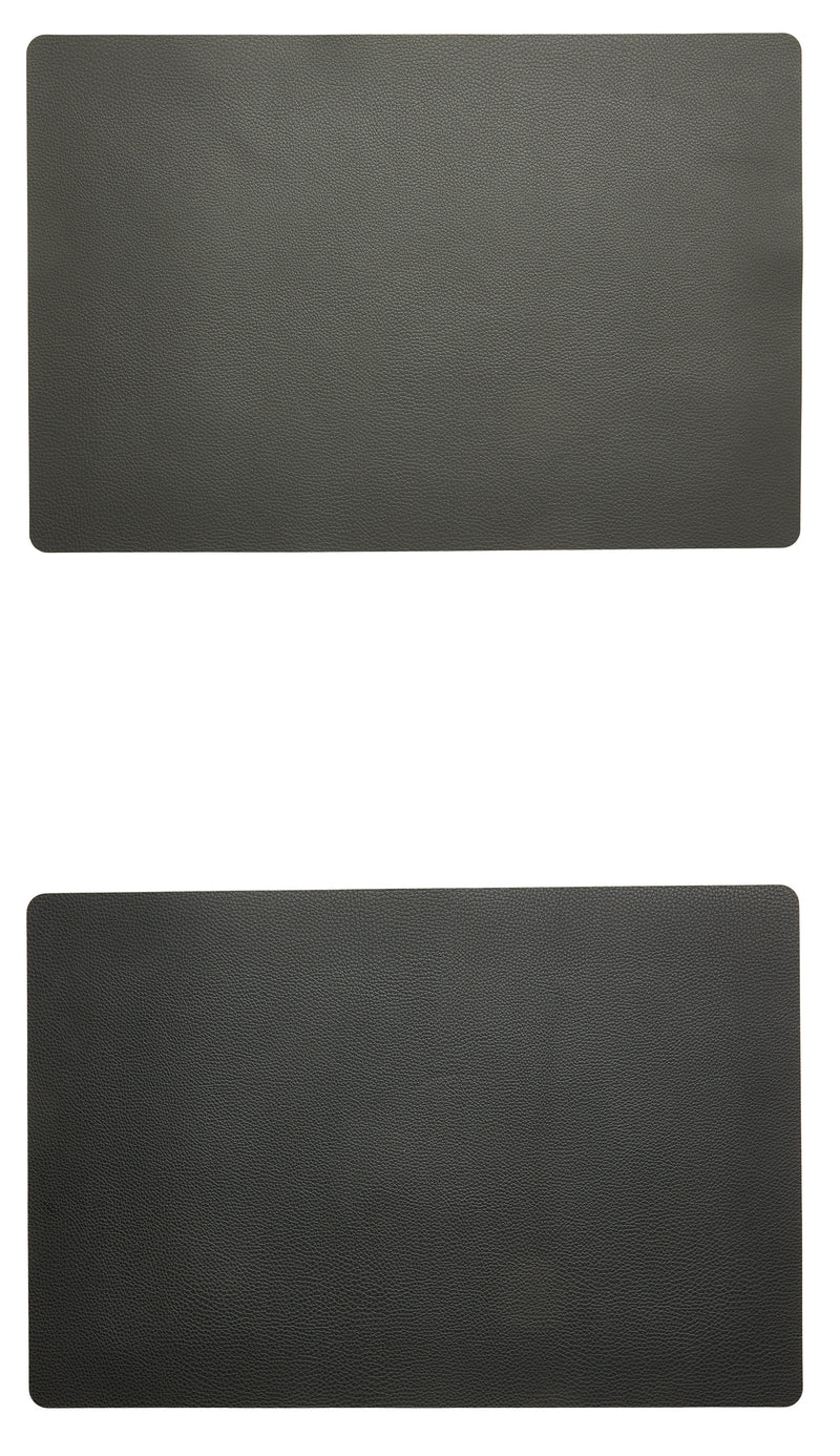 Dacore - Platzset aus weichem PU-Leder, 30 x 45 cm - mittelgrau/schwarz, wendbar