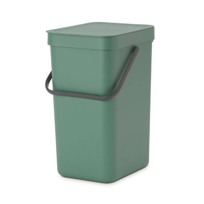 Abfalleimer mit Deckel, schwarz, 12 Liter, grün