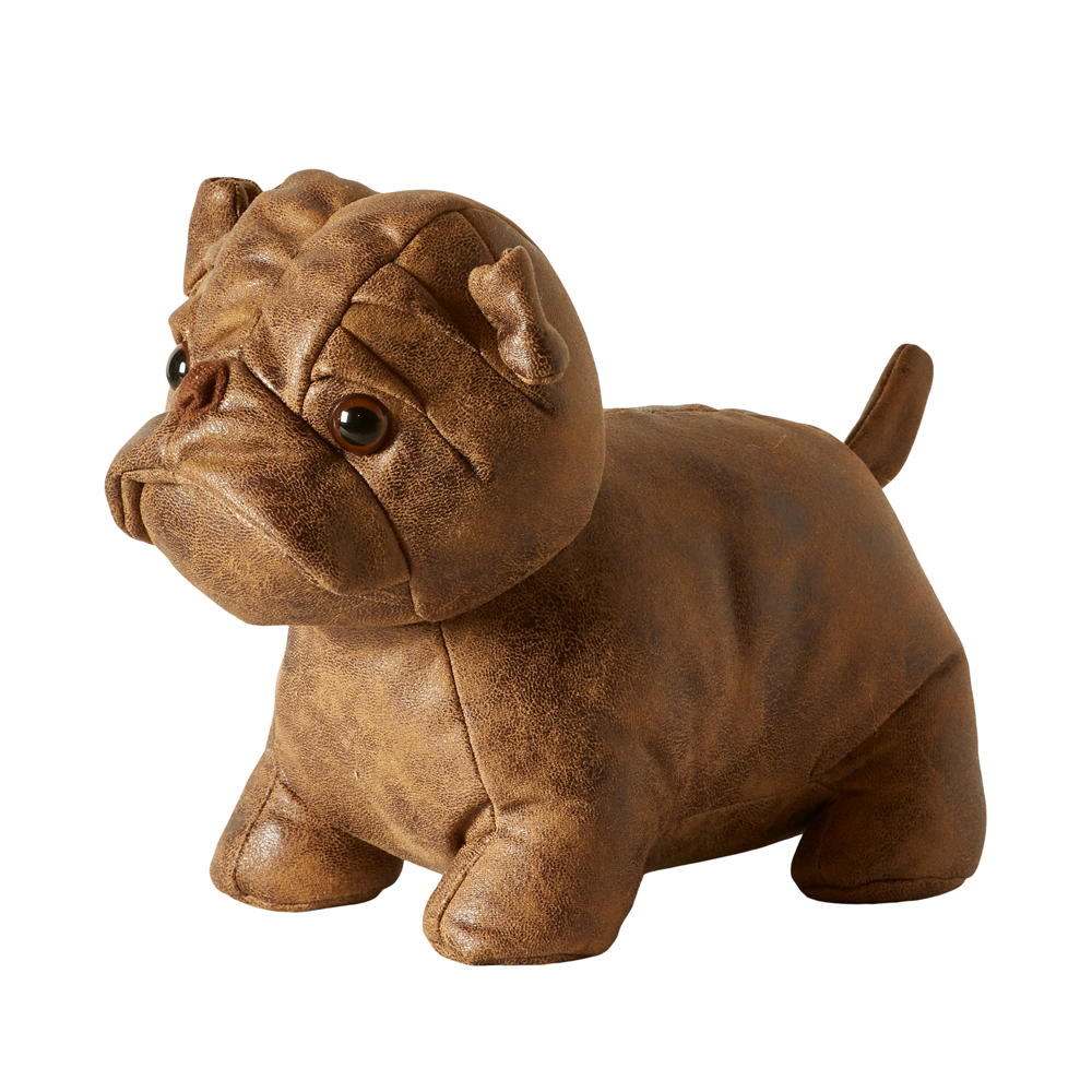 Dørstopper bulldog 23 cm polyester mørk brun