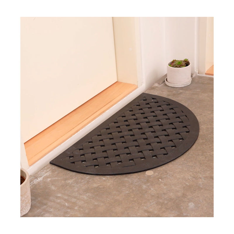 Dacore Fußmatte Halbmond 45x75 cm Gummi geflochtenes Muster schwarz