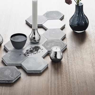 Georg Jensen - Cafu fyrfadsstage 2 stk. poleret rustfrit stål