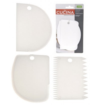 La Cucina - Teigschaber weißer Kunststoff - 3 Stück.