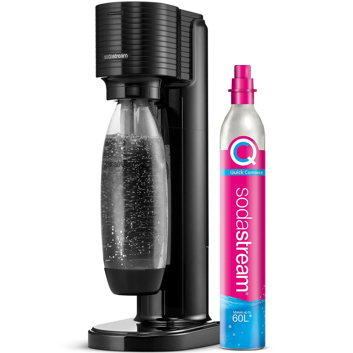 Sodastream - Gaia danskvandsmaskine i sort - med CQC cylinder, 1 DWS flaske