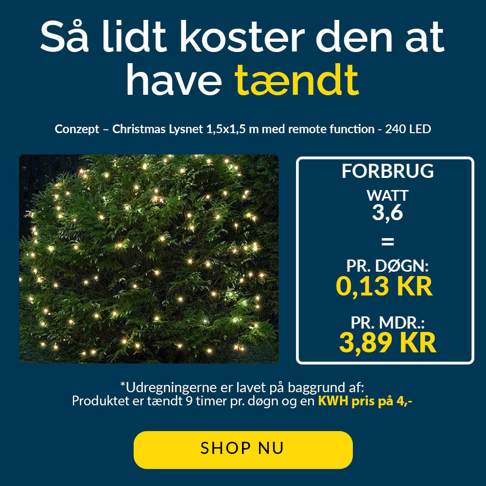 Conzept Christmas - Lysnet 1,5x1,5 m 240 LED varmhvid - med remote function