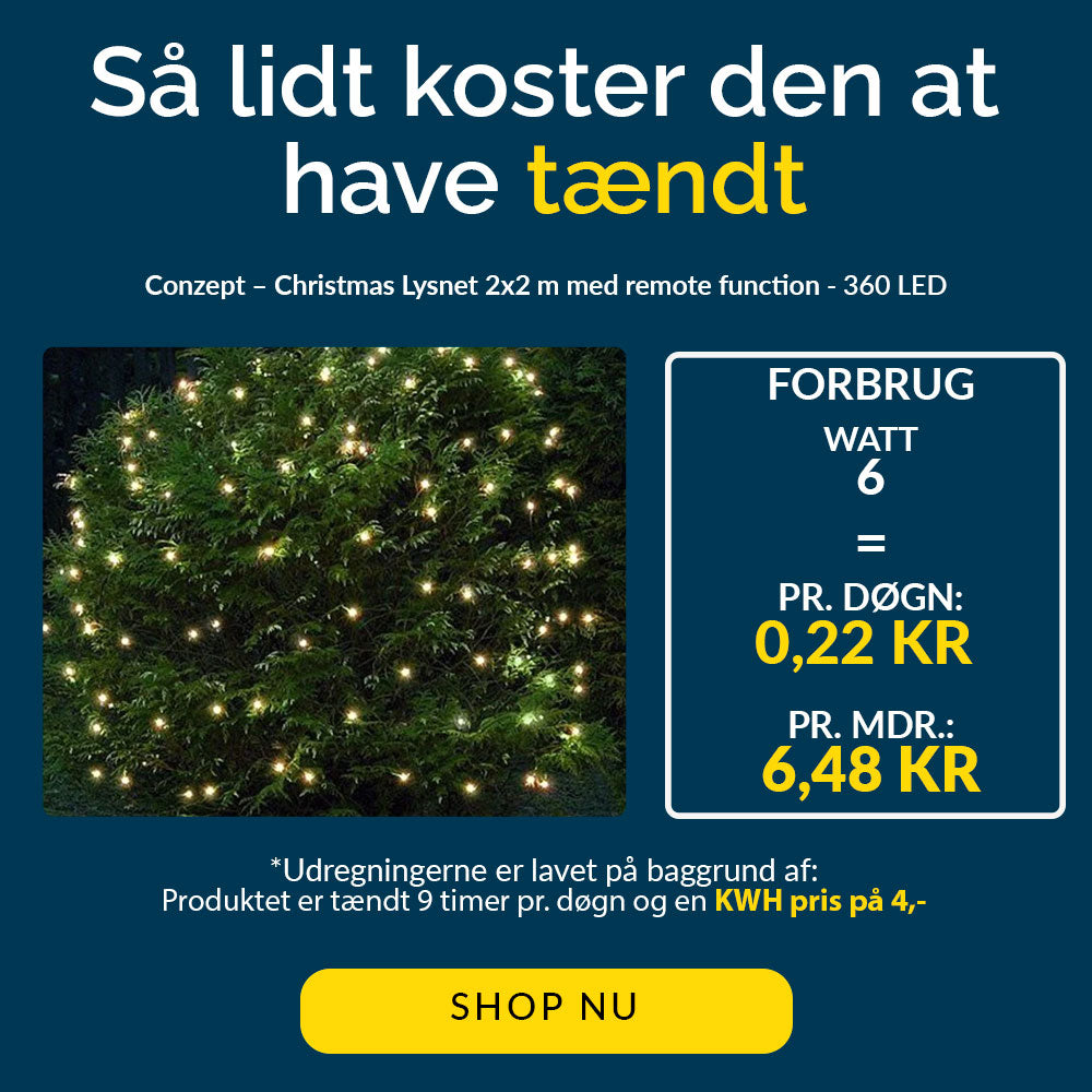 Conzept Christmas - Lysnet 2x2 m 360 LED varmhvid - med remote function