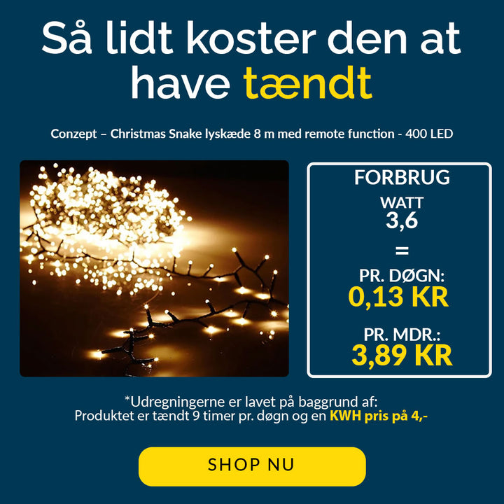 Conzept - Christmas Snake lyskæde med remote function – 400 LED